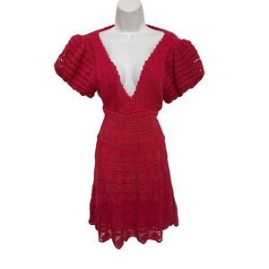 NWT Anthropologie “Love The Label” Pink/Rose Backless Crochet Dress. M​